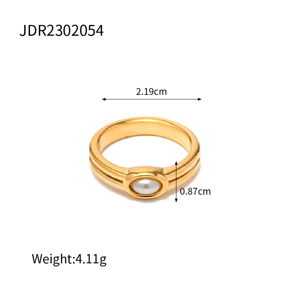 2025 French Retro Classic Pearl Series Earrings Ring Set 18K Gold-plated Stainless Steel Waterproof Girls Jewelry