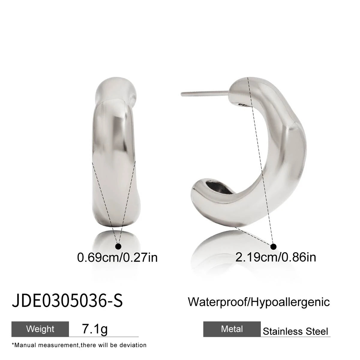 2025 Minimalist Classic 18K Gold Color Plated Wave Hammer Texture C-Shaped Earrings Hypoallergenic Stainless Steel Women Jewelry