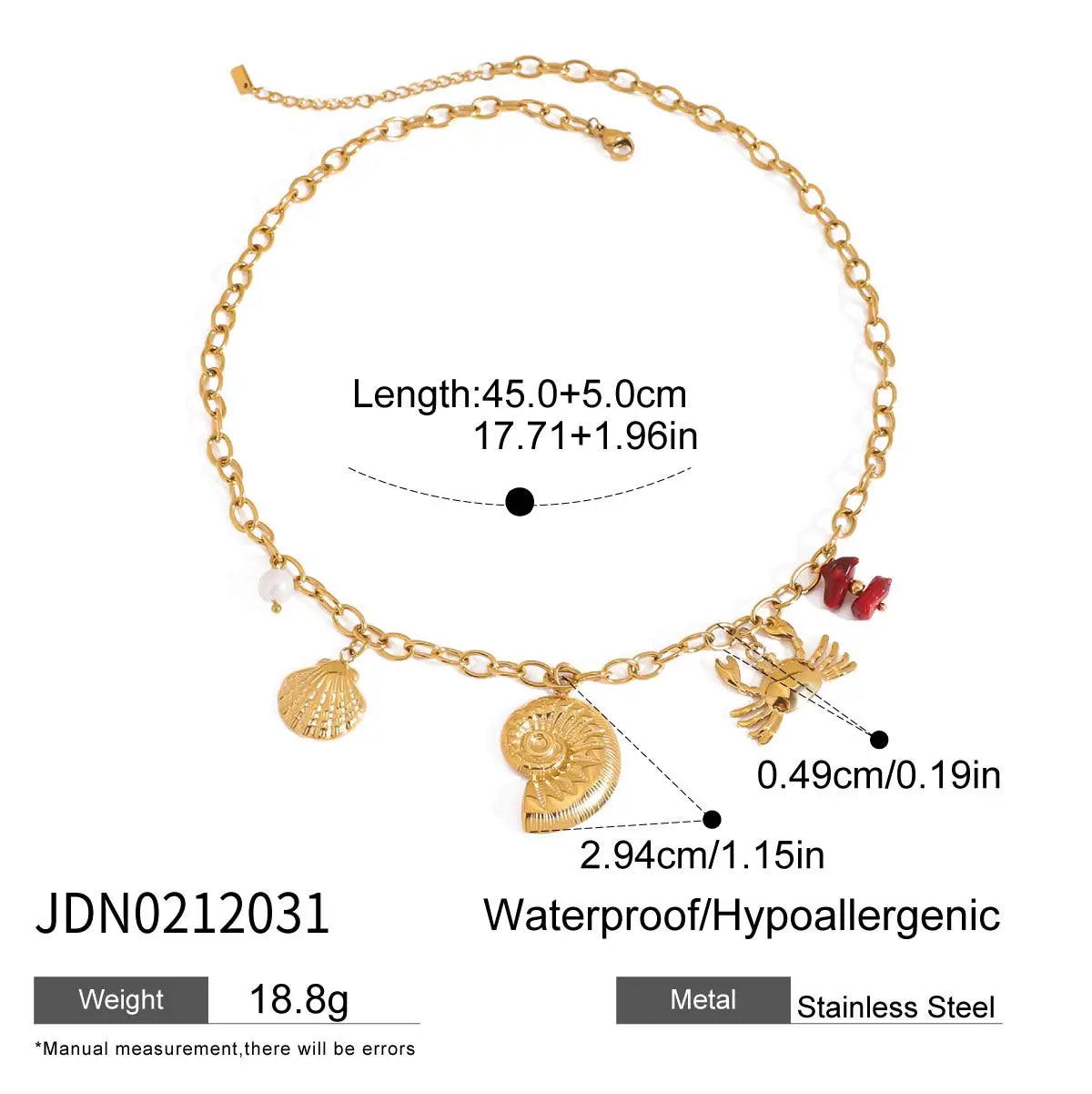 2025 Bohemian Style Multi-pendant Marine Element Shell Necklace 18K Gold-plated Stainless Steel Trend Jewelry can be Stacked