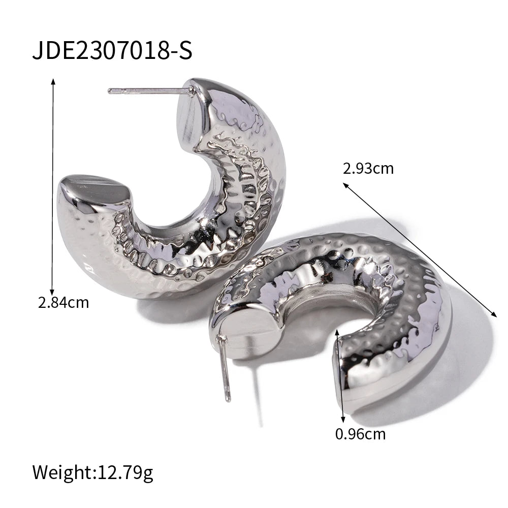 2025 Classic Trendy Wwomen's C Hoop Earrings 18K Gold-plated Stainless Steel Autumn and Winter Daily Accessories