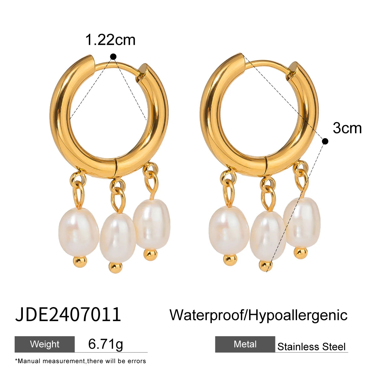 2025 Daily Elegant Ladies Freshwater Pearl Pendant Earrings 18K Gold-plated Stainless Steel All-match Fashion Jewelry