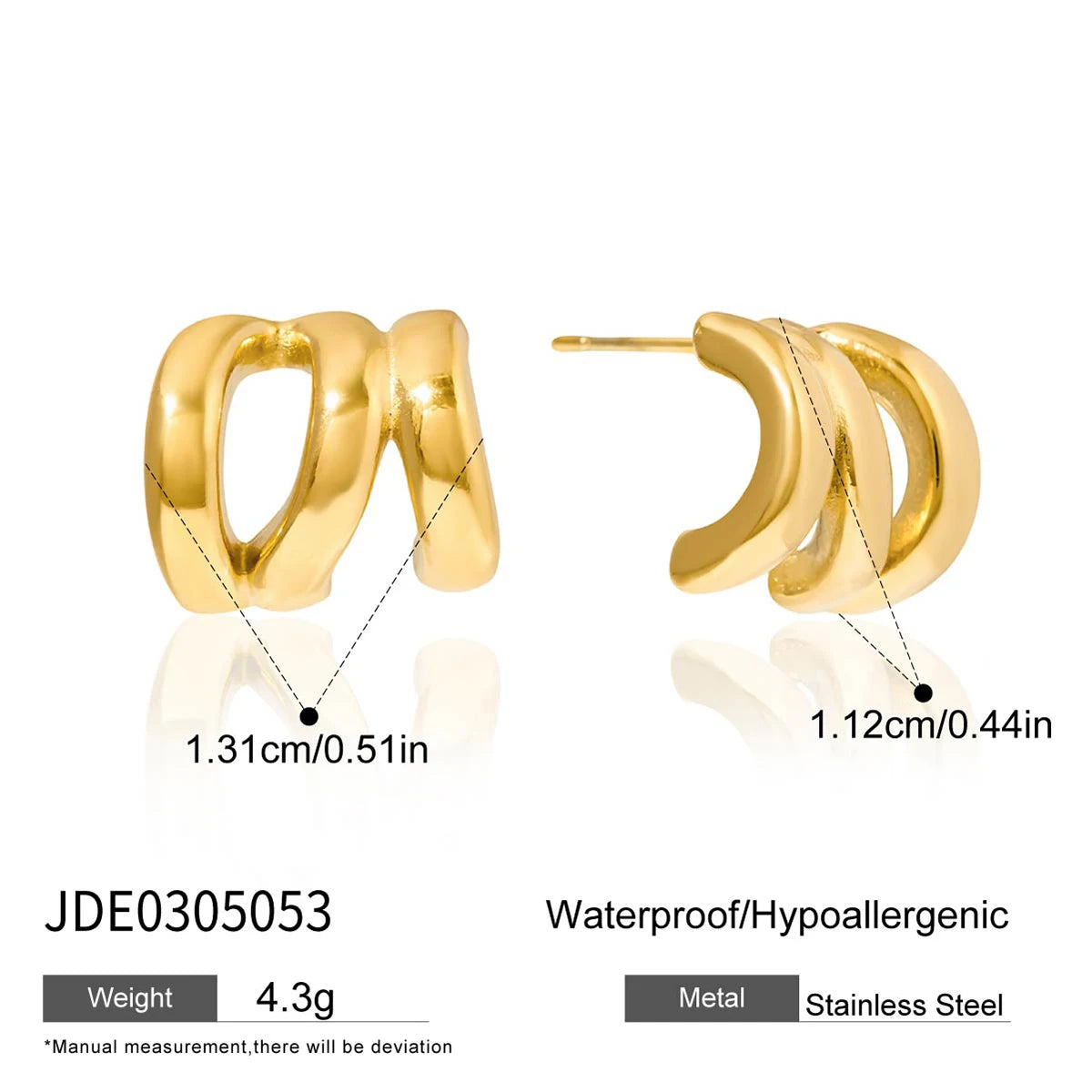 2025 Minimalist Line Design 14K Gold-plated Stainless Steel Waterproof Earrings Daily Commuting Girls Trendy Jewelry