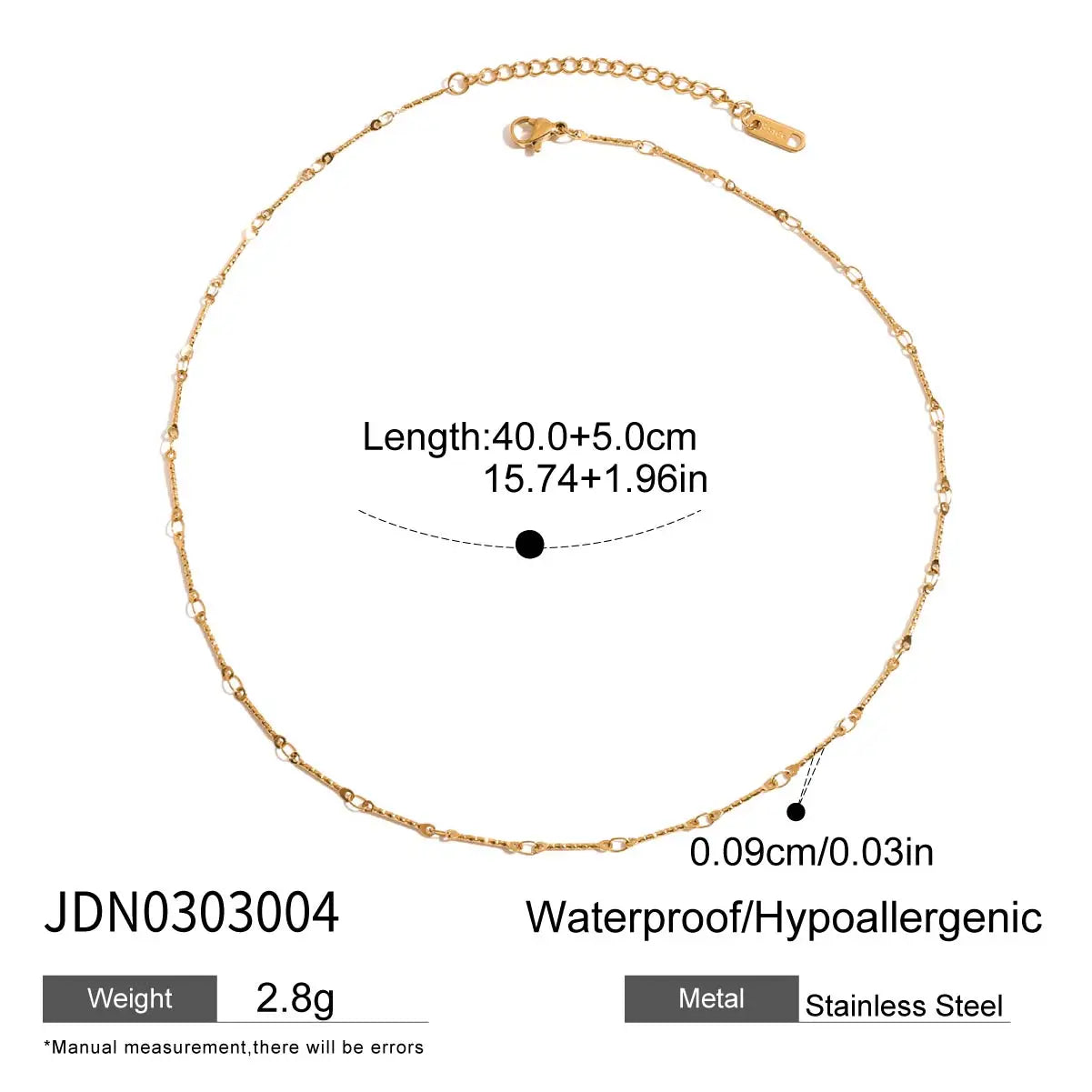 2025 Geometric Semi-arc Stainless Steel Handmade Chains Necklace 18K Gold-plated Women's Thin Chain Necklace Waterproof