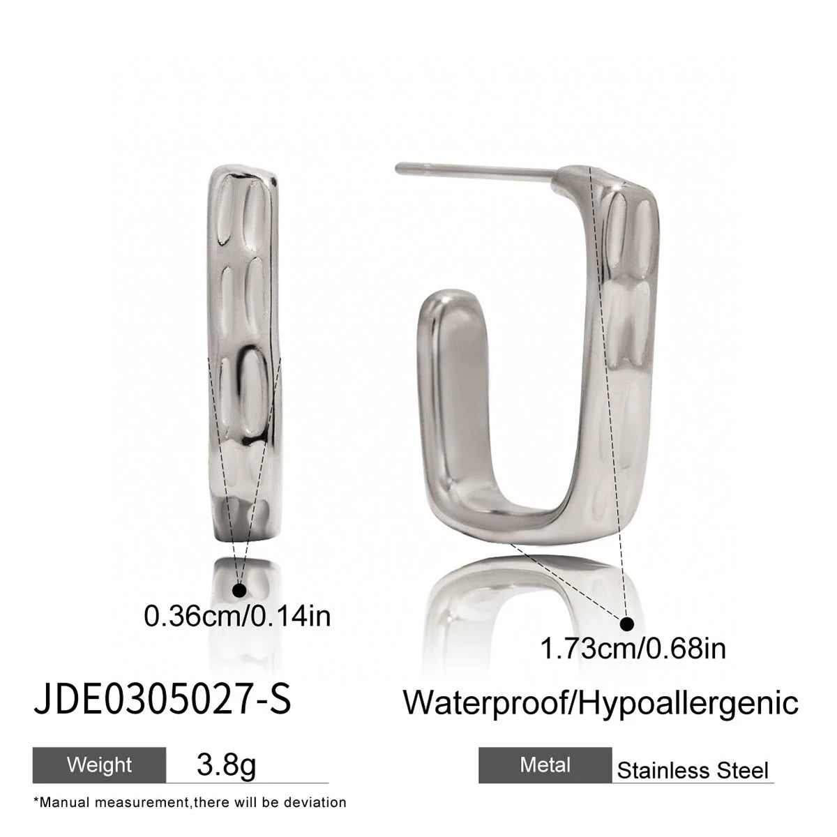 2025 Minimalist Classic 18K Gold Color Plated Wave Hammer Texture C-Shaped Earrings Hypoallergenic Stainless Steel Women Jewelry