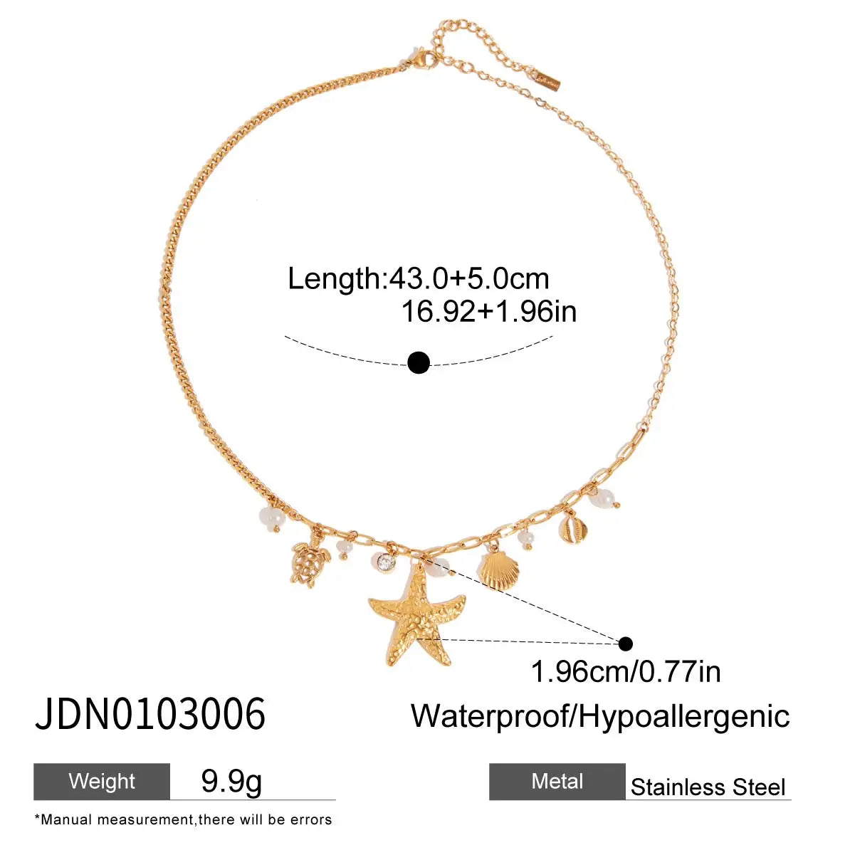2025 Bohemian Style Multi-pendant Marine Element Shell Necklace 18K Gold-plated Stainless Steel Trend Jewelry can be Stacked