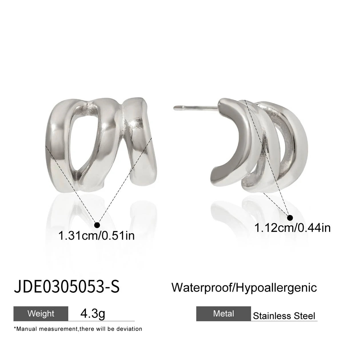 2025 Minimalist Line Design 14K Gold-plated Stainless Steel Waterproof Earrings Daily Commuting Girls Trendy Jewelry