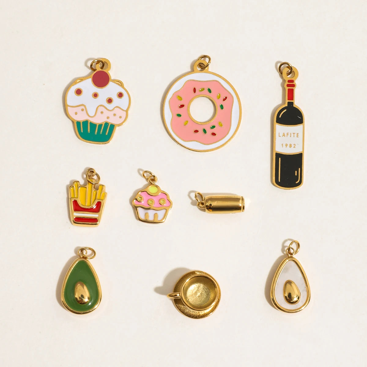 2025 Colored Oil Drop Gourmet Series Stainless Steel Pendant Accessories 18K Gold-plated Waterproof DIY Accessories
