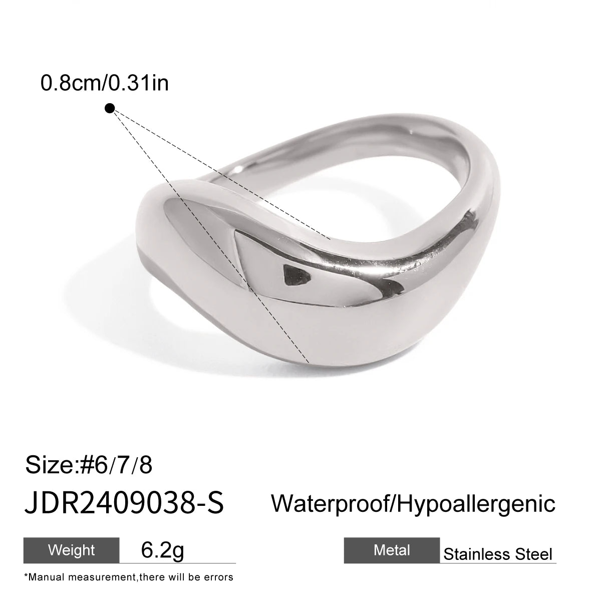 2025 Fashionable Versatile Women's Stainless Steel Ring 18K Gold-plated Two-tone Simple Daily Waterproof Jewelry
