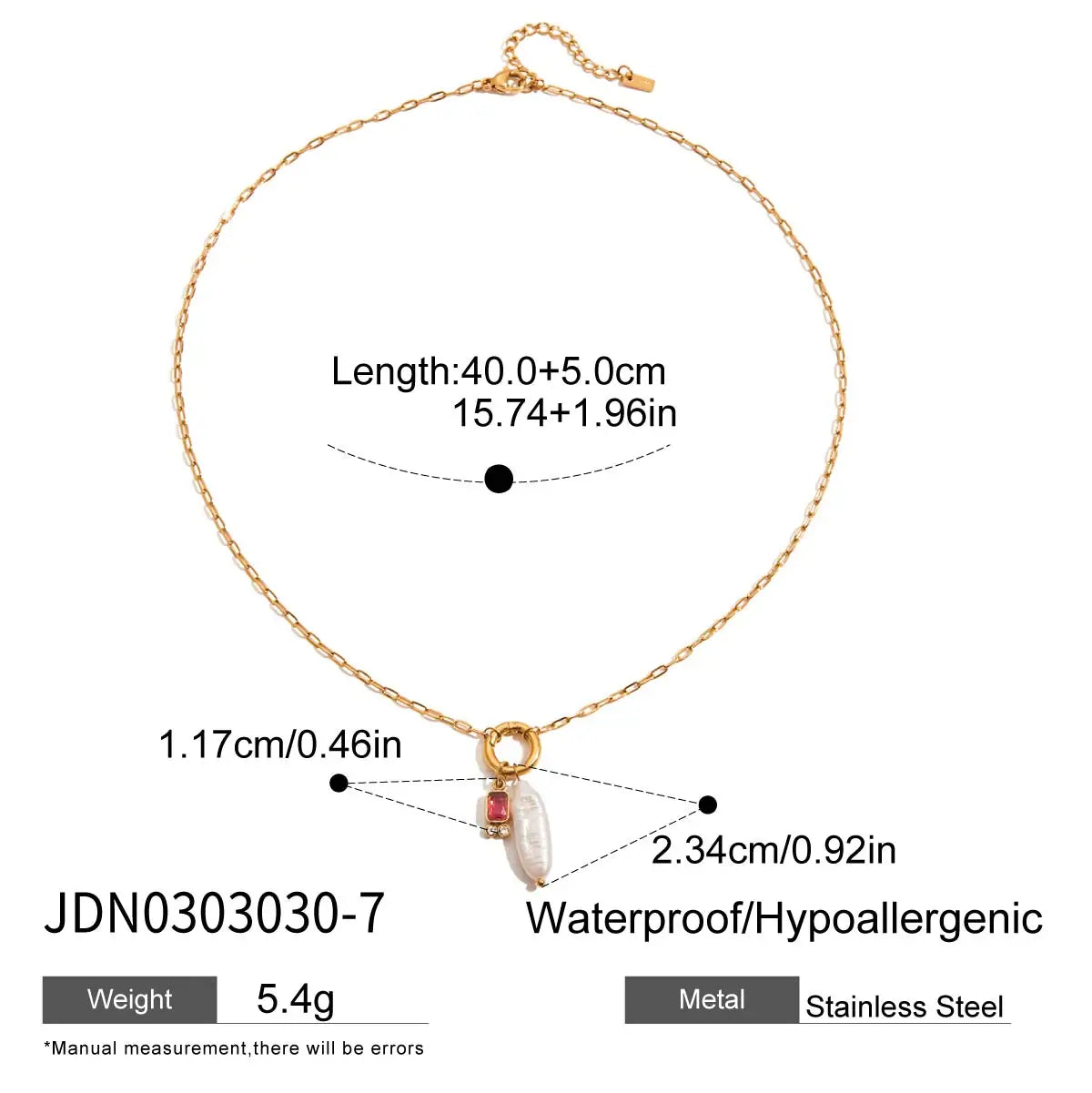2025 Women's Simple DIY Freshwater Pearl Colored Zircon Pendant Necklace Birthstone 18K Gold-plated Stainless Steel Jewelry