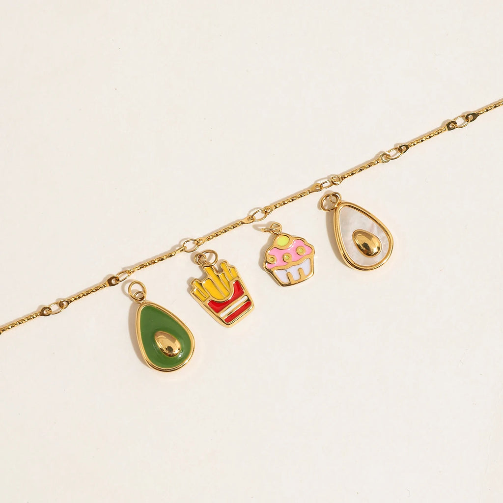 2025 Colored Oil Drop Gourmet Series Stainless Steel Pendant Accessories 18K Gold-plated Waterproof DIY Accessories