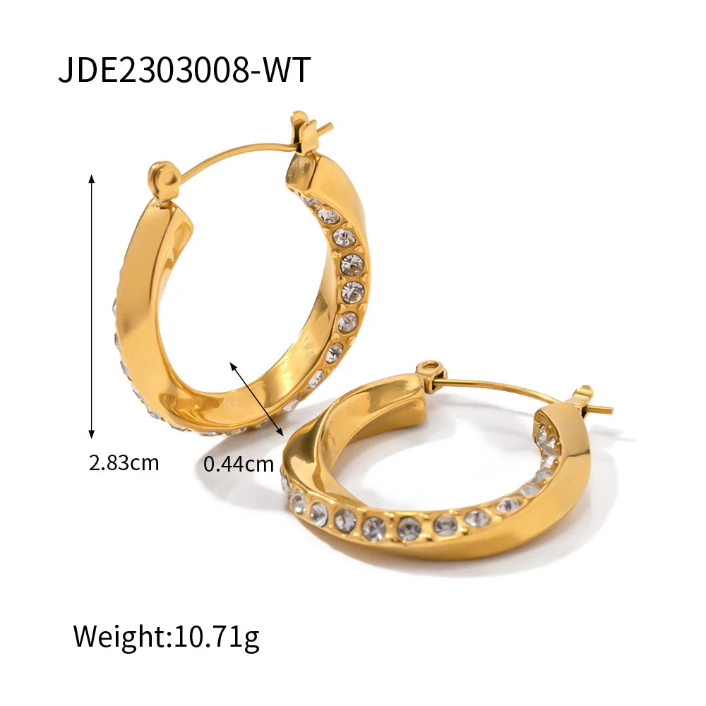 2025 Classic Minimalist 18K Gold-plated Stainless Steel Earrings Wavy U-shaped Women's Daily Waterproof Accessories