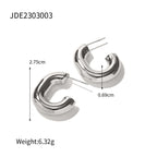 2025 Classic Trendy Wwomen's C Hoop Earrings 18K Gold-plated Stainless Steel Autumn and Winter Daily Accessories