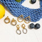 2025 Daily All-match Women's Color Matching Geometric Hoop Earrings 18K Gold-plated Stainless Steel Trendy Waterproof Jewelry