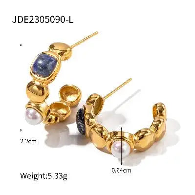 2025 Classic Trendy Wwomen's C Hoop Earrings 18K Gold-plated Stainless Steel Autumn and Winter Daily Accessories