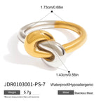 2025 Fashionable Versatile Women's Stainless Steel Ring 18K Gold-plated Two-tone Simple Daily Waterproof Jewelry