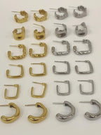 2025 Minimalist Classic 18K Gold Color Plated Wave Hammer Texture C-Shaped Earrings Hypoallergenic Stainless Steel Women Jewelry