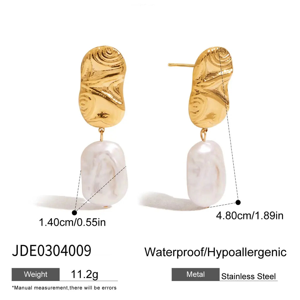 2025 Daily Elegant Ladies Freshwater Pearl Pendant Earrings 18K Gold-plated Stainless Steel All-match Fashion Jewelry