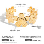 2025 Fashion Trend Women's Hammer Pattern Wide Open Bracelet 18K Gold-plated Stainless Steel Waterproof Jewelry for Party