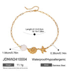 2025 Bohemian Style Multi-pendant Marine Element Shell Necklace 18K Gold-plated Stainless Steel Trend Jewelry can be Stacked