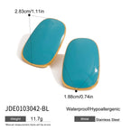 2025 Summer Colorful Geometric Square Oil Drop Earrings 18K Gold-plated Stainless Steel Women's Trendy Jewelry for Daily Holiday