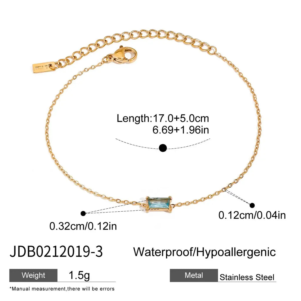 2025 Minimalism Birthstone Women's Chain Bracelet December Exquisite 18K Gold-plated Stainless Steel Waterproof Bracelet