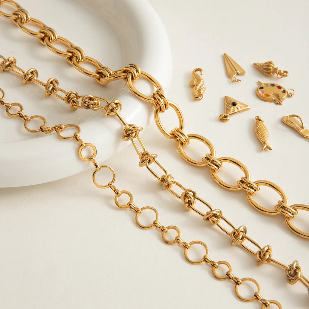 2025 Geometric Circles Stainless Steel Handmade Chains Necklace 18K Gold-plated Stackable Women's Necklace Waterproof