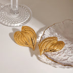 2025 Women's Exaggerated Hammered Leaf Design Earrings 18K Gold-plated Stainless Steel Exquisite Women's Waterproof Jewelry