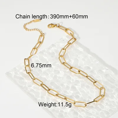 2025 Daily Simplicity Chain Necklace 18K Gold-plated Stainless Steel Stackable Necklace Charm Bicolor Necklace