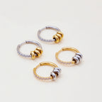 2025 Daily Simple Rhinestone Circle Earrings 18K Gold-plated Stainless Steel Removable Ring Waterproof Girl's Jewelry