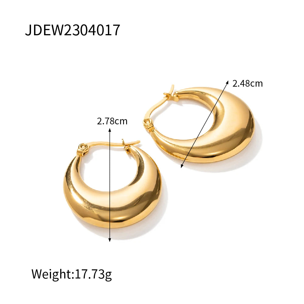 2025 Classic Minimalist 18K Gold-plated Stainless Steel Earrings Wavy U-shaped Women's Daily Waterproof Accessories