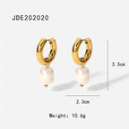 2025 Daily Elegant Ladies Freshwater Pearl Pendant Earrings 18K Gold-plated Stainless Steel All-match Fashion Jewelry