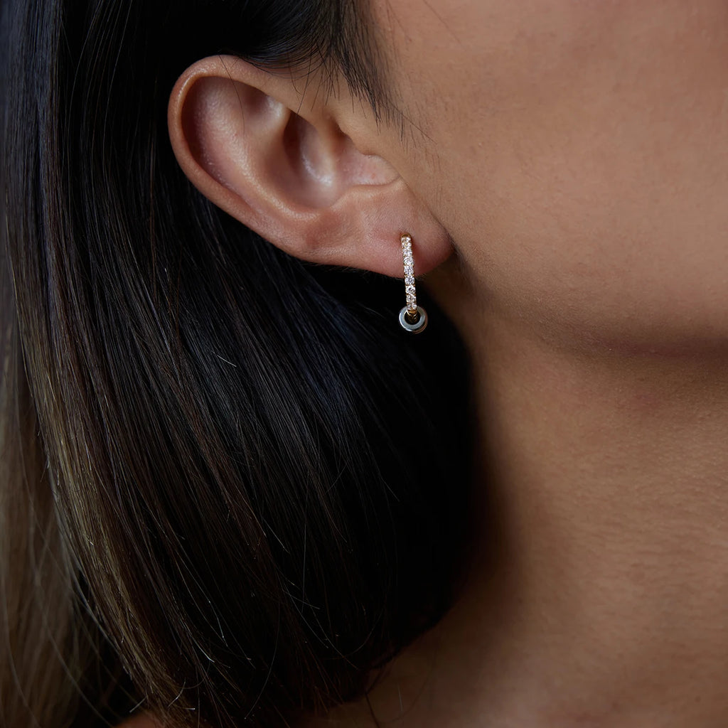 2025 Daily Simple Rhinestone Circle Earrings 18K Gold-plated Stainless Steel Removable Ring Waterproof Girl's Jewelry