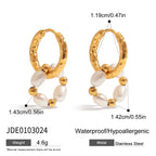 2025 Daily Elegant Ladies Freshwater Pearl Pendant Earrings 18K Gold-plated Stainless Steel All-match Fashion Jewelry