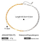 2025 Daily Simplicity Chain Necklace 18K Gold-plated Stainless Steel Stackable Necklace Charm Bicolor Necklace