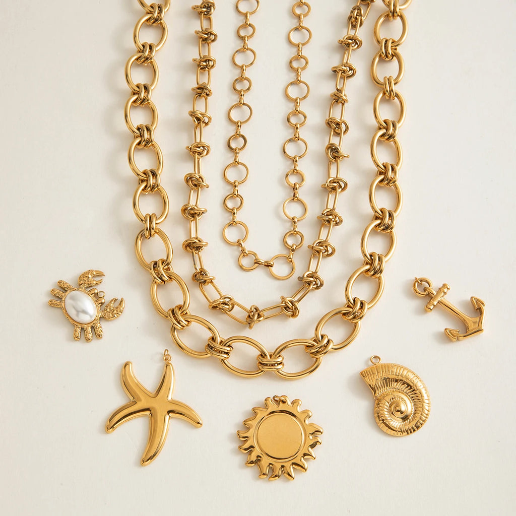 2025 Geometric Circles Stainless Steel Handmade Chains Necklace 18K Gold-plated Stackable Women's Necklace Waterproof