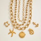 2025 Geometric Circles Stainless Steel Handmade Chains Necklace 18K Gold-plated Stackable Women's Necklace Waterproof