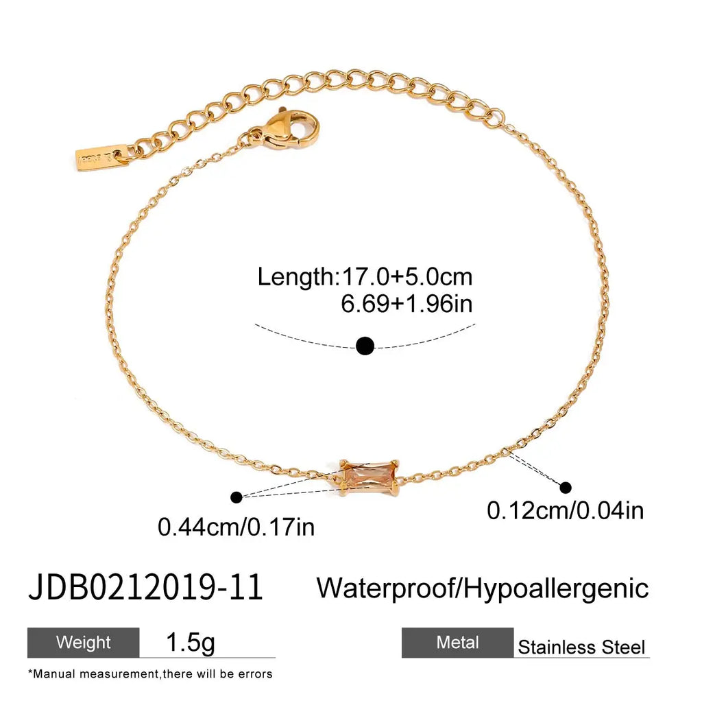 2025 Minimalism Birthstone Women's Chain Bracelet December Exquisite 18K Gold-plated Stainless Steel Waterproof Bracelet
