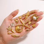 2025 Ocean Style Starfish Shell Building DIY Pendant Accessories 18K Gold-plated Stainless Steel Necklace Bracelet Accessories