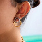 2025 Daily All-match Women's Color Matching Geometric Hoop Earrings 18K Gold-plated Stainless Steel Trendy Waterproof Jewelry