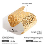 2025 Fashion Trend Women's Hammer Pattern Wide Open Bracelet 18K Gold-plated Stainless Steel Waterproof Jewelry for Party