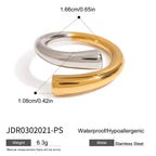 2025 Fashionable Versatile Women's Stainless Steel Ring 18K Gold-plated Two-tone Simple Daily Waterproof Jewelry