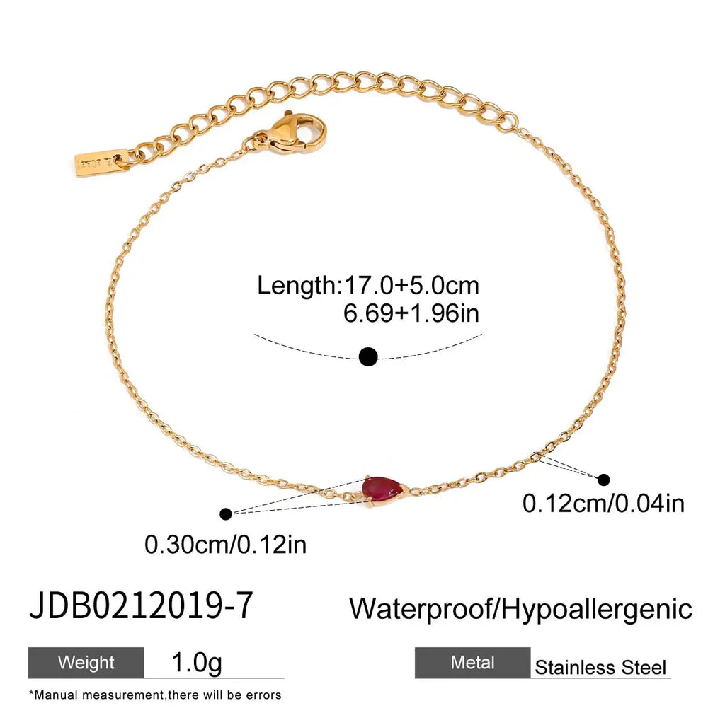 2025 Minimalism Birthstone Women's Chain Bracelet December Exquisite 18K Gold-plated Stainless Steel Waterproof Bracelet