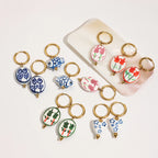 2025 Women's Cute Colorful Ceramic Flower Pendant Earrings 18K Gold-plated Stainless Steel Ear Buckles Waterproof Daily Jewelry