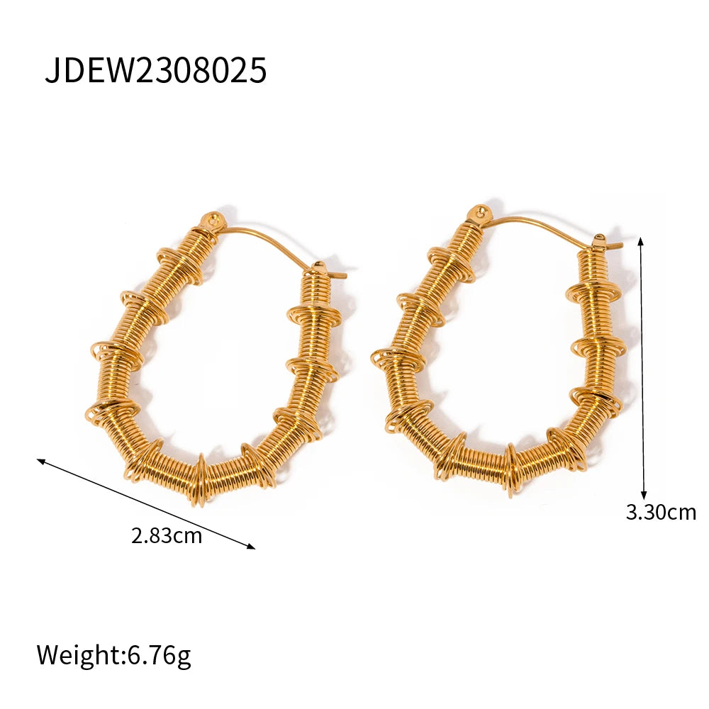 2025 Classic Minimalist 18K Gold-plated Stainless Steel Earrings Wavy U-shaped Women's Daily Waterproof Accessories