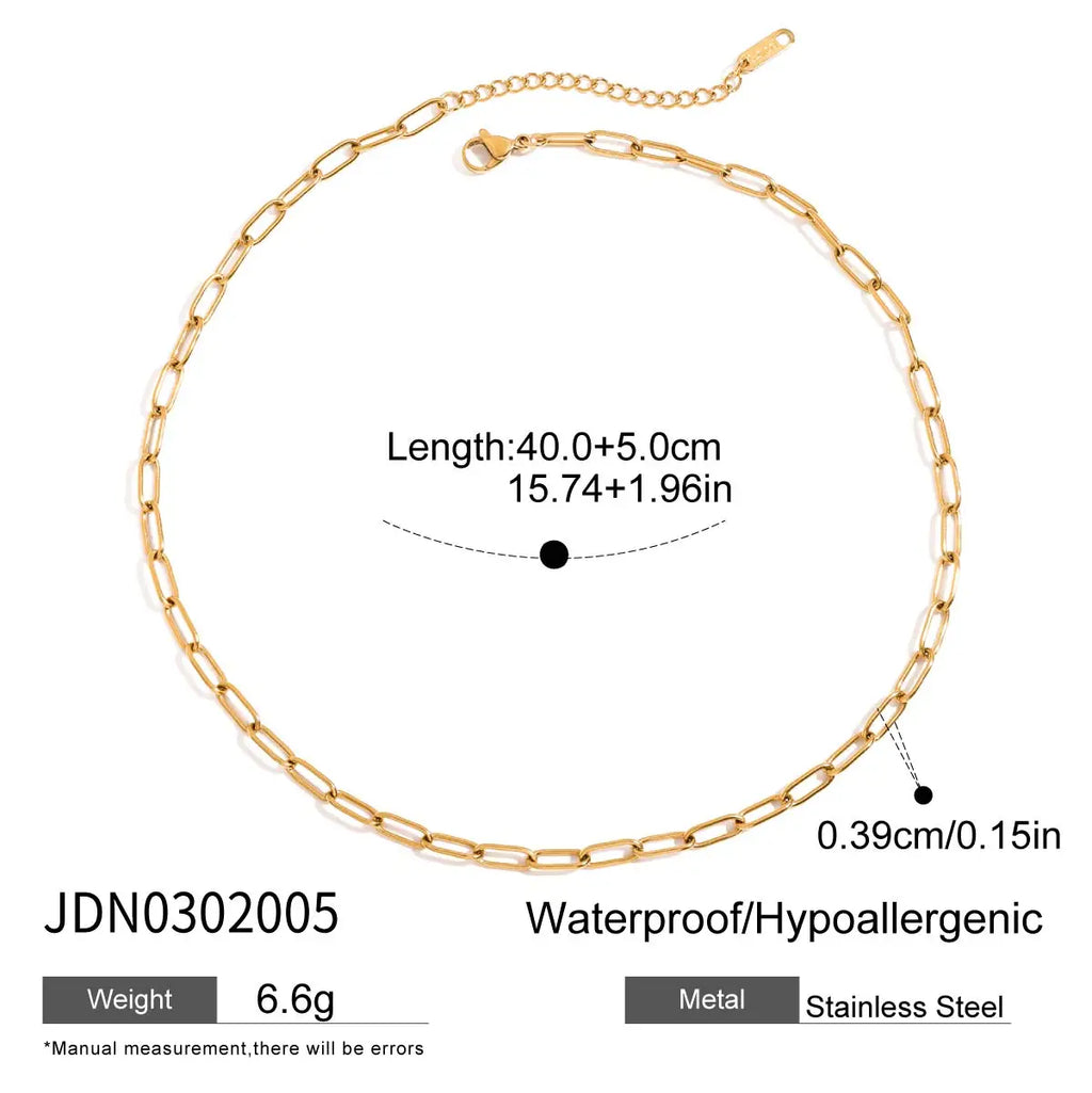 2025 Daily Simplicity Chain Necklace 18K Gold-plated Stainless Steel Stackable Necklace Charm Bicolor Necklace