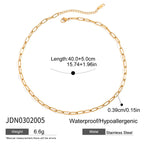 2025 Daily Simplicity Chain Necklace 18K Gold-plated Stainless Steel Stackable Necklace Charm Bicolor Necklace