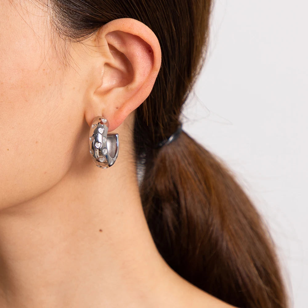 2025 Classic Trendy Wwomen's C Hoop Earrings 18K Gold-plated Stainless Steel Autumn and Winter Daily Accessories