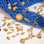 2025 Ocean Style Starfish Shell Building DIY Pendant Accessories 18K Gold-plated Stainless Steel Necklace Bracelet Accessories