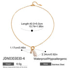 2025 Women's Simple DIY Freshwater Pearl Colored Zircon Pendant Necklace Birthstone 18K Gold-plated Stainless Steel Jewelry