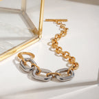 18K PVD Plated Stainless Steel Matching Color cross chain QT buckle bracelet waterproof asual sporty Jewelry